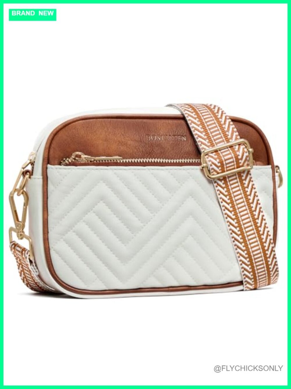 Quilted Vegan Leather Crossbody Bag Purse Small Handbag Adjustable Strap